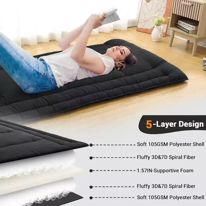 Futon Mattress, Floor Mattress Foldable Tatami Mat, Roll Up Floor Bed Mattress Kids Floor Play Mat, Floor Bed for Dorm House Guest