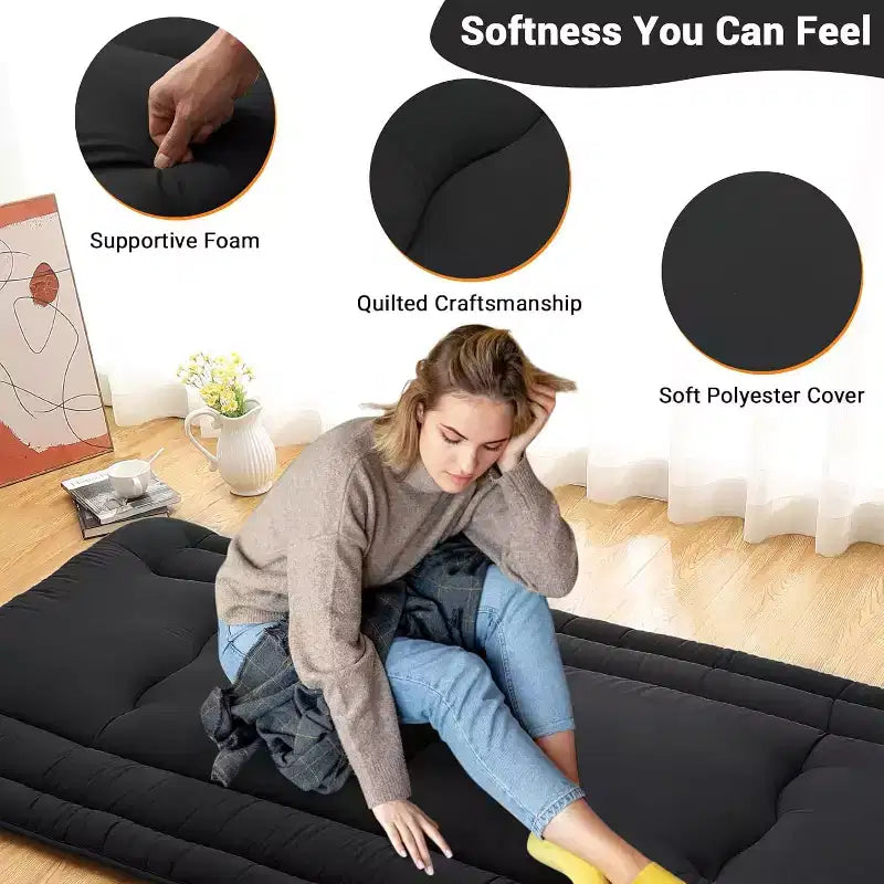 Futon Mattress, Floor Mattress Foldable Tatami Mat, Roll Up Floor Bed Mattress Kids Floor Play Mat, Floor Bed for Dorm House Guest