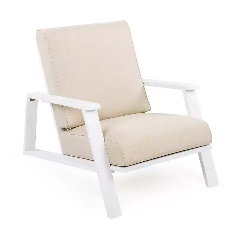 Outdoor Patio Lounge Chair with Cushion, Modern Garden Armchair with Solid Frame, Comfortable Deck Accent Chair for Patio Backyard Balcony
