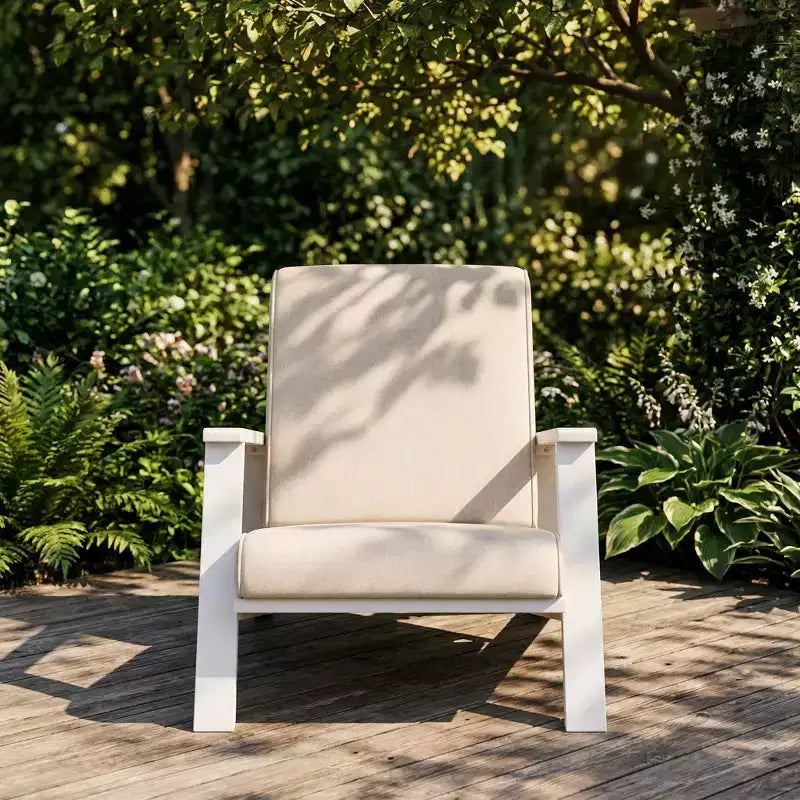 Outdoor Patio Lounge Chair with Cushion, Modern Garden Armchair with Solid Frame, Comfortable Deck Accent Chair for Patio Backyard Balcony