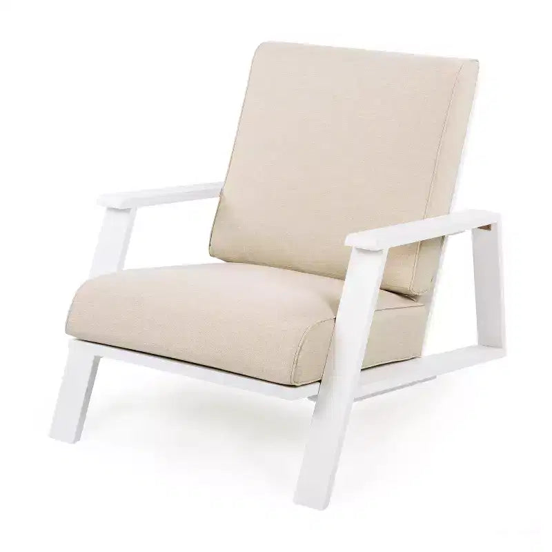 Outdoor Patio Lounge Chair with Cushion, Modern Garden Armchair with Solid Frame, Comfortable Deck Accent Chair for Patio Backyard Balcony