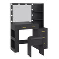 Makeup Vanity with Mirror and Stool, White Vanity Table with 5 Drawers, Dressing Table Set for Bedroom