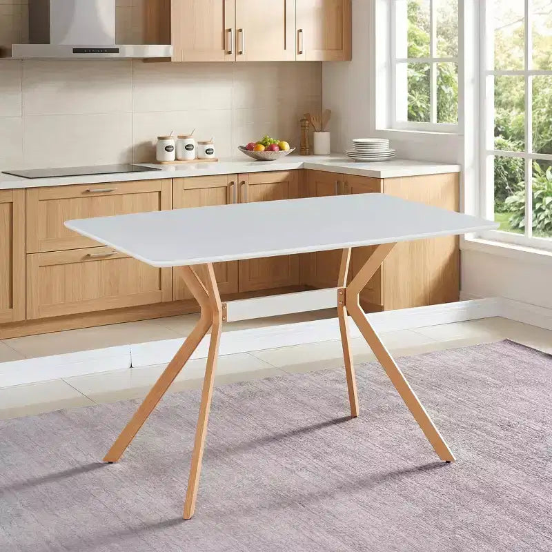 FurnitureR Modern Computer Desk with MDF Top and Metal Legs, Writing Study Table for Home Office, Contemporary Work Desk for Bedroom Study Room