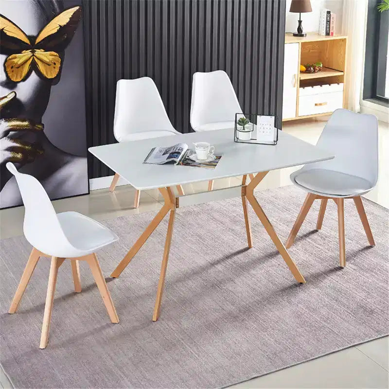 Modern Computer Desk with MDF Top and Metal Legs, Writing Study Table for Home Office, Contemporary Work Desk for Bedroom Study Room