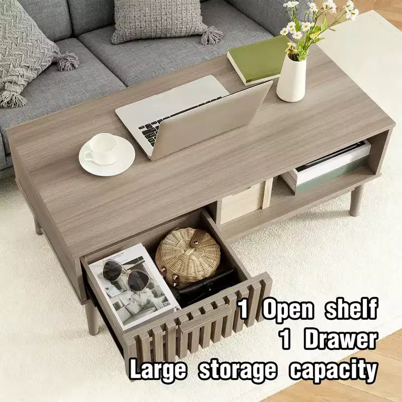 Farmhouse-style coffee table with storage function