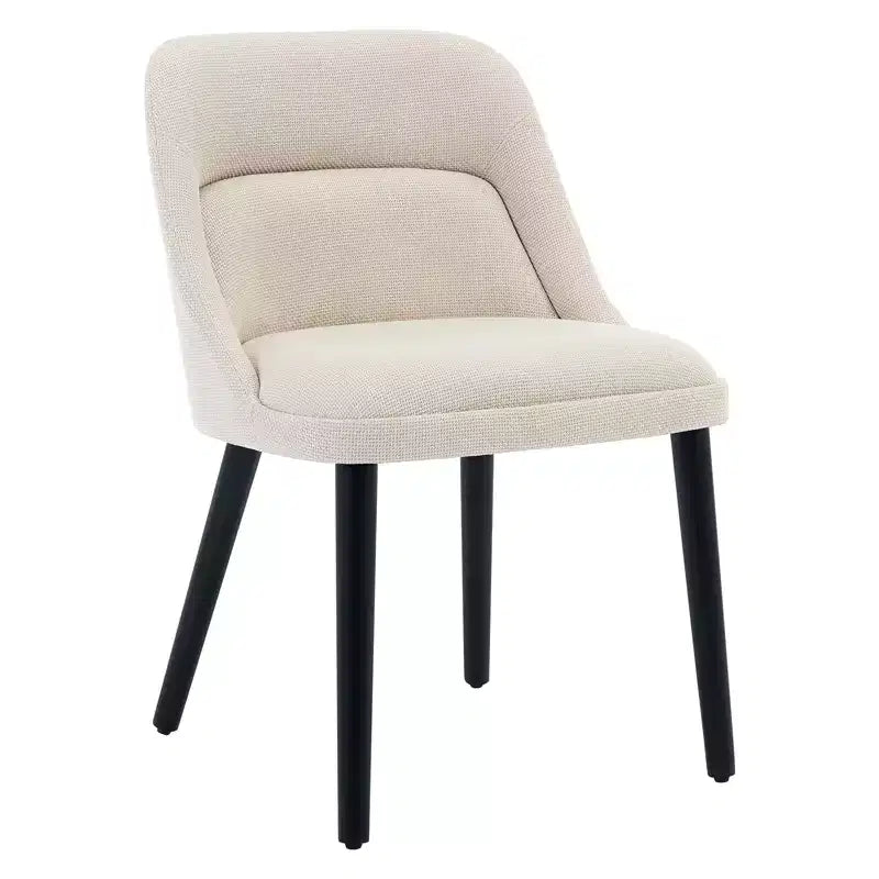 Upholstered Dining Chairs, Mid-Century Accent, Padded Linen Fabric, Sturdy Wood Legs,for Kitchen, Dining Room, Living Room, Restaurant, Beige
