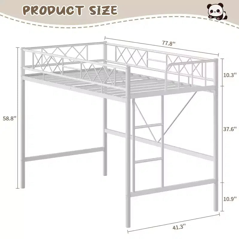 Twin Over Twin Bunk Bed, Full-Surround Guardrail, Heavy Duty All-Metal Frame, Space-Saving Under-Bed Design
