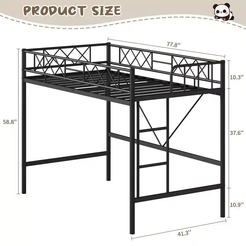 Twin Over Twin Bunk Bed, Full-Surround Guardrail, Heavy Duty All-Metal Frame, Space-Saving Under-Bed Design