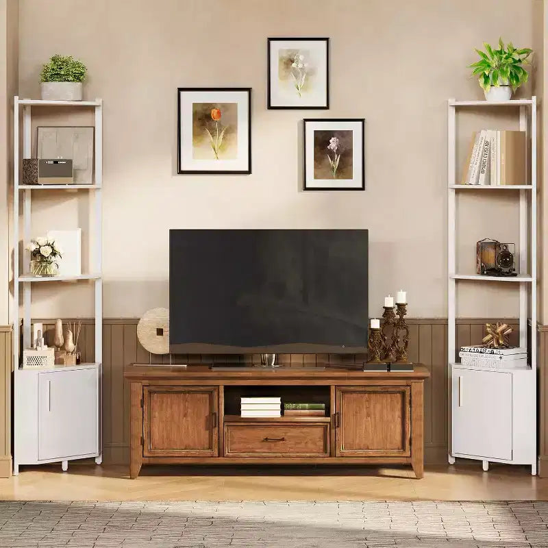 5-Tier Corner Shelf Stand, 58Tall Metal Frame Narrow Bookshelf with Storage Rack, Easy Assembly Display Shelf for Wall Corner, Bedroom, Living Room