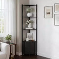 5-Tier Corner Shelf Stand, 58Tall Metal Frame Narrow Bookshelf with Storage Rack, Easy Assembly Display Shelf for Wall Corner, Bedroom, Living Room