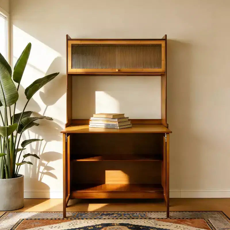 Bamboo Folding Desk with Shelves