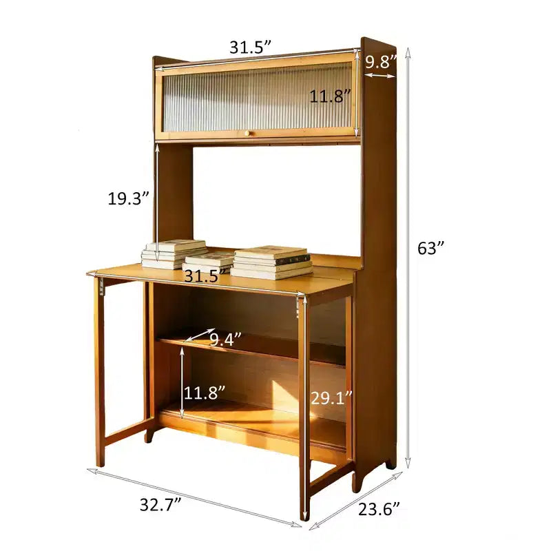 Bamboo Folding Desk with Shelves