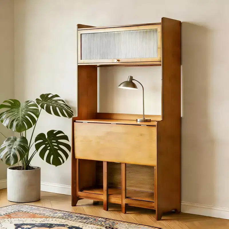 Bamboo Folding Desk with Shelves