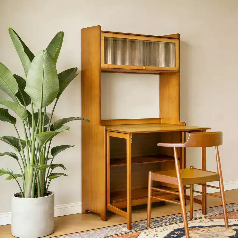 Bamboo Folding Desk with Shelves