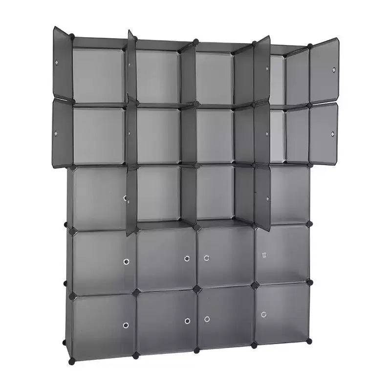 20-Cube Modular Closet Wardrobe with 1 Hanging Rod, 5-Tier DIY Plastic Storage Organizer Grey
