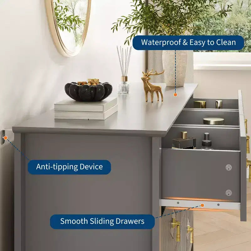 Modern white glass door side cabinet