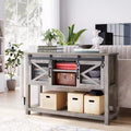Farmhouse Entryway Console Sofa Table 46 Narrow Accent Table with Sliding Barn Doors &amp; Storage Shelves, Ideal for Foyer or Living Room Decor